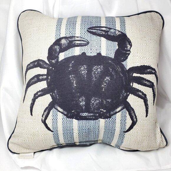 Threshold Other - Threshold Blue Crab Pillow 17 x 17 Coastal Beach Cottage Core Blue & Beige